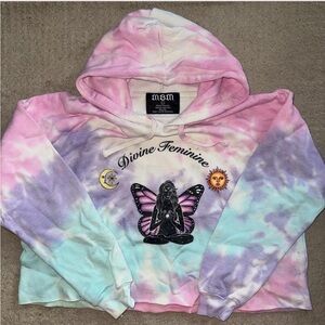 Marcos Alvarado tie dye divine feminine cropped hoodie